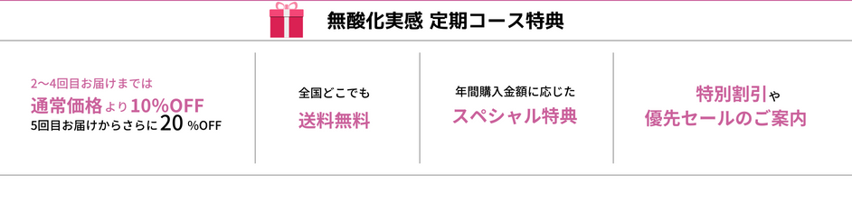 無酸化実感ケアコース特典